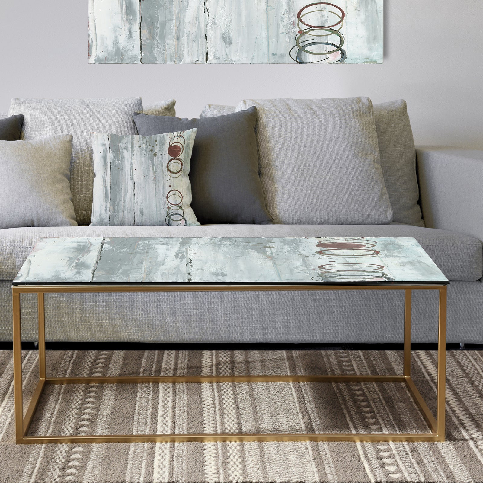 Whitewashed Chinchilla - Metal Traditional Coffee Table