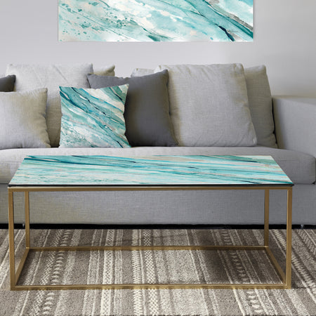 Silver Springs I Blue Green - Metal Traditional Coffee Table