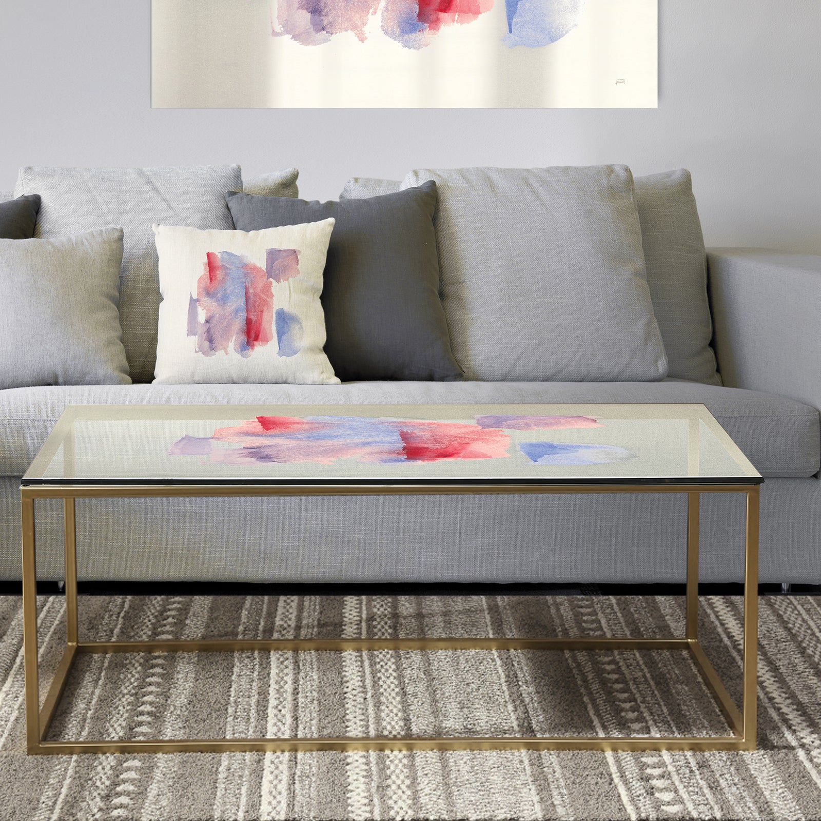 geometric Pastel I - Metal Transitional Coffee Table