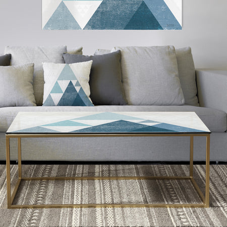 Minimal Triangles III Blue - Metal Modern Coffee Table