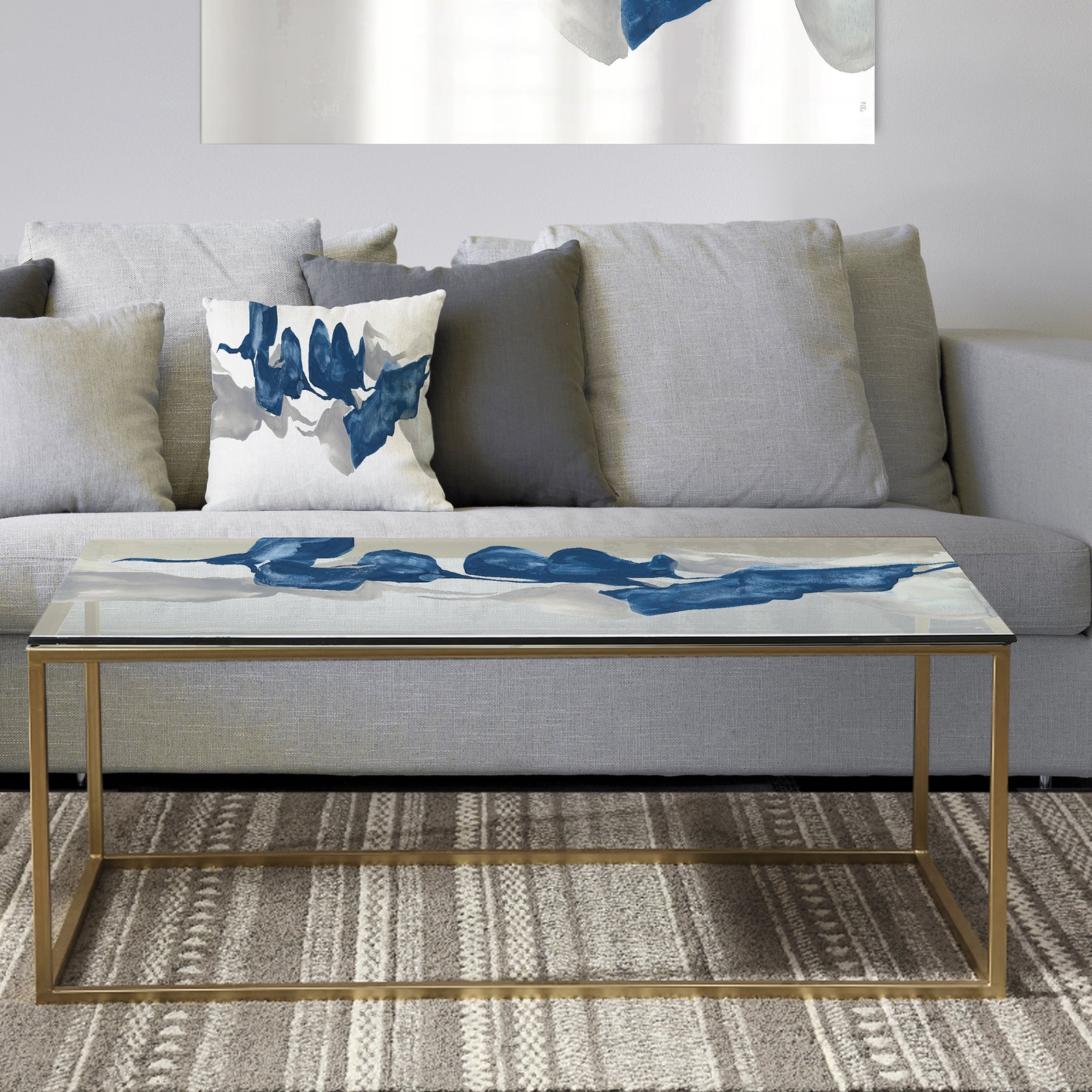 Gouache Sapphire on Gray - Metal Transitional Coffee Table