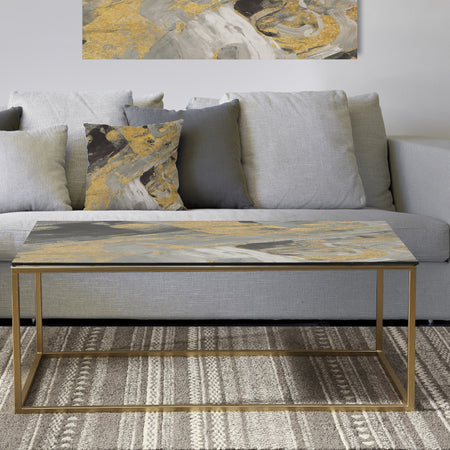 Marble Gold and Black - Metal Transitional Coffee Table