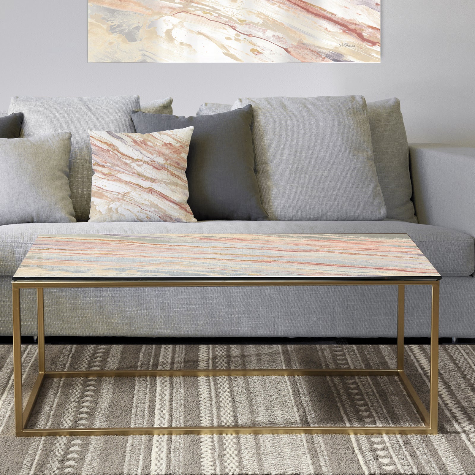 Copper Dreams watercolor - Metal Transitional Coffee Table