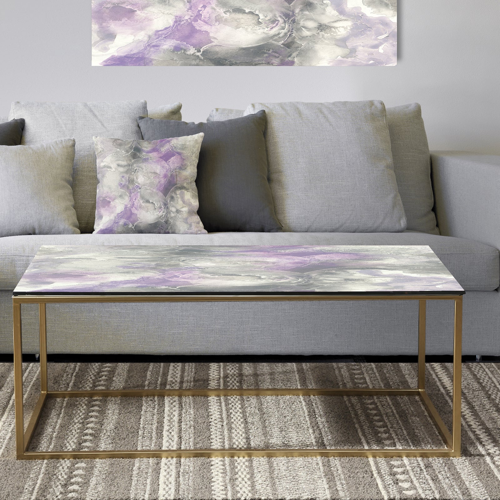 Porch & Den Watercolor Minimal Purple Tones III - Metal Traditional Coffee Table