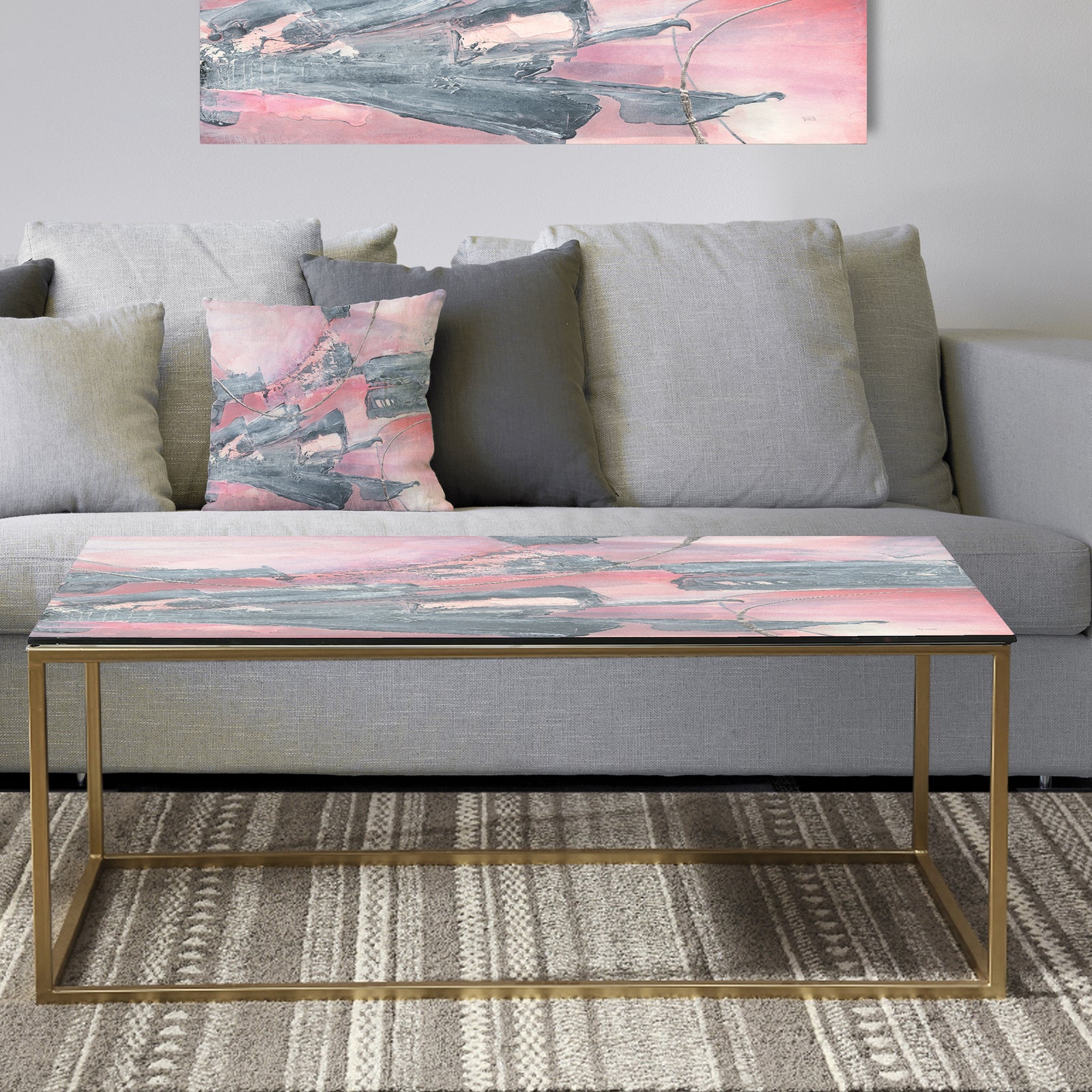 Durty Shabby Pink Blush III - Metal Transitional Coffee Table