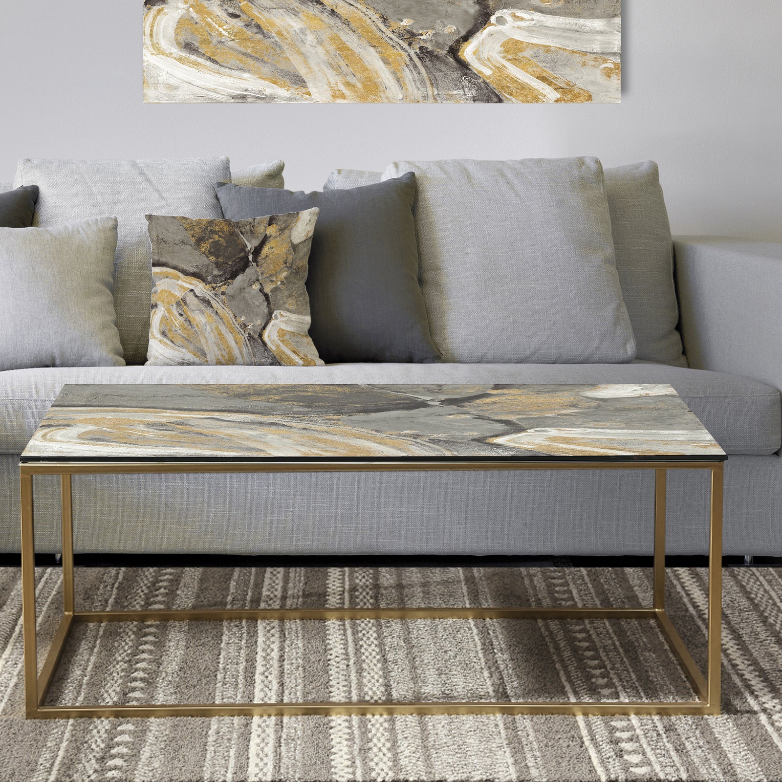 Glam Phoenix Neutral - Metal Glam Coffee Table