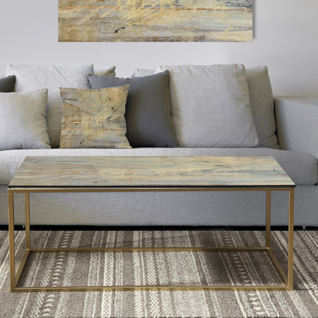 Geometric Cream Block III - Metal Transitional Coffee Table