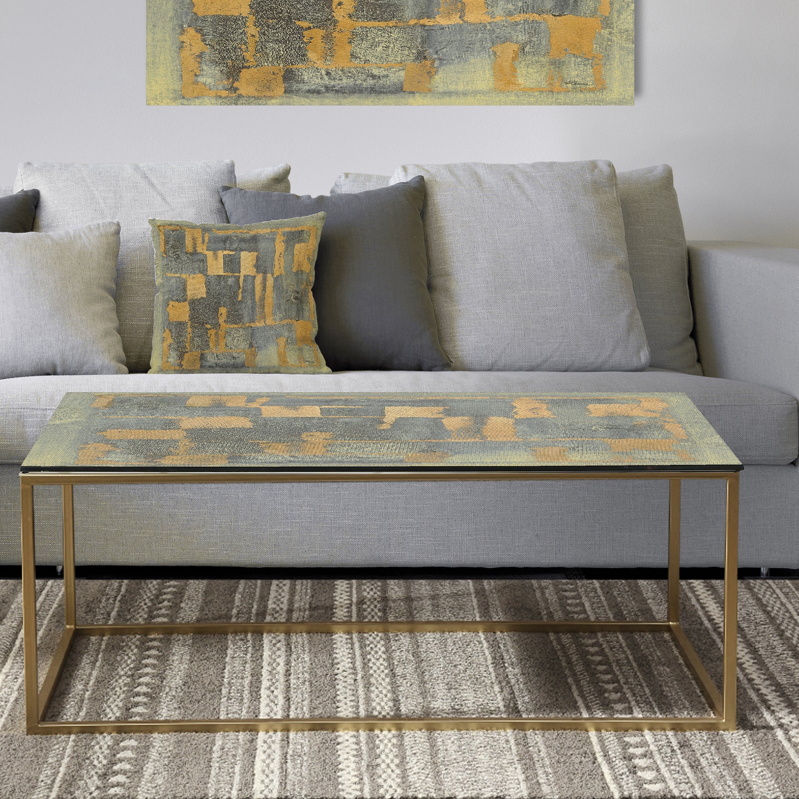Glam Metallic Form II - Metal Transitional Coffee Table