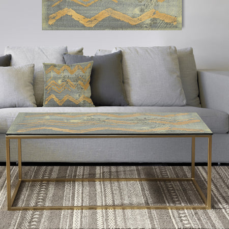 Glam Metallic Form III - Metal Transitional Coffee Table