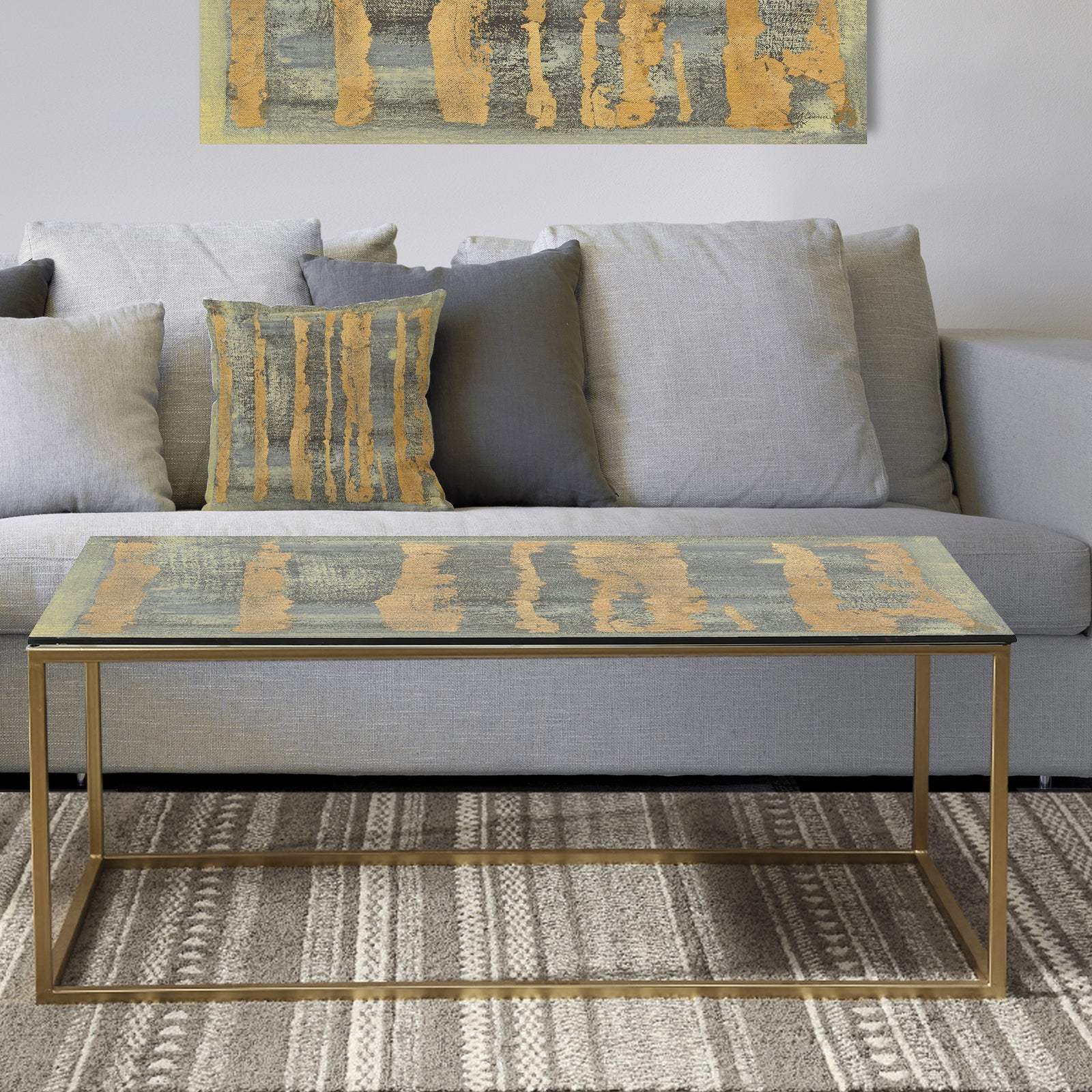 Glam Metallic Form IV - Metal Transitional Coffee Table