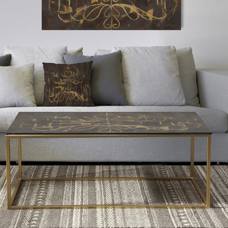 Glam Gold Chandelier - Metal Transitional Coffee Table