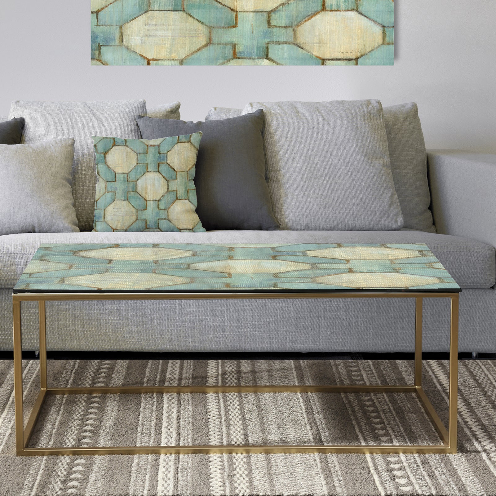 Geometric Title Element - Metal Modern Coffee Table