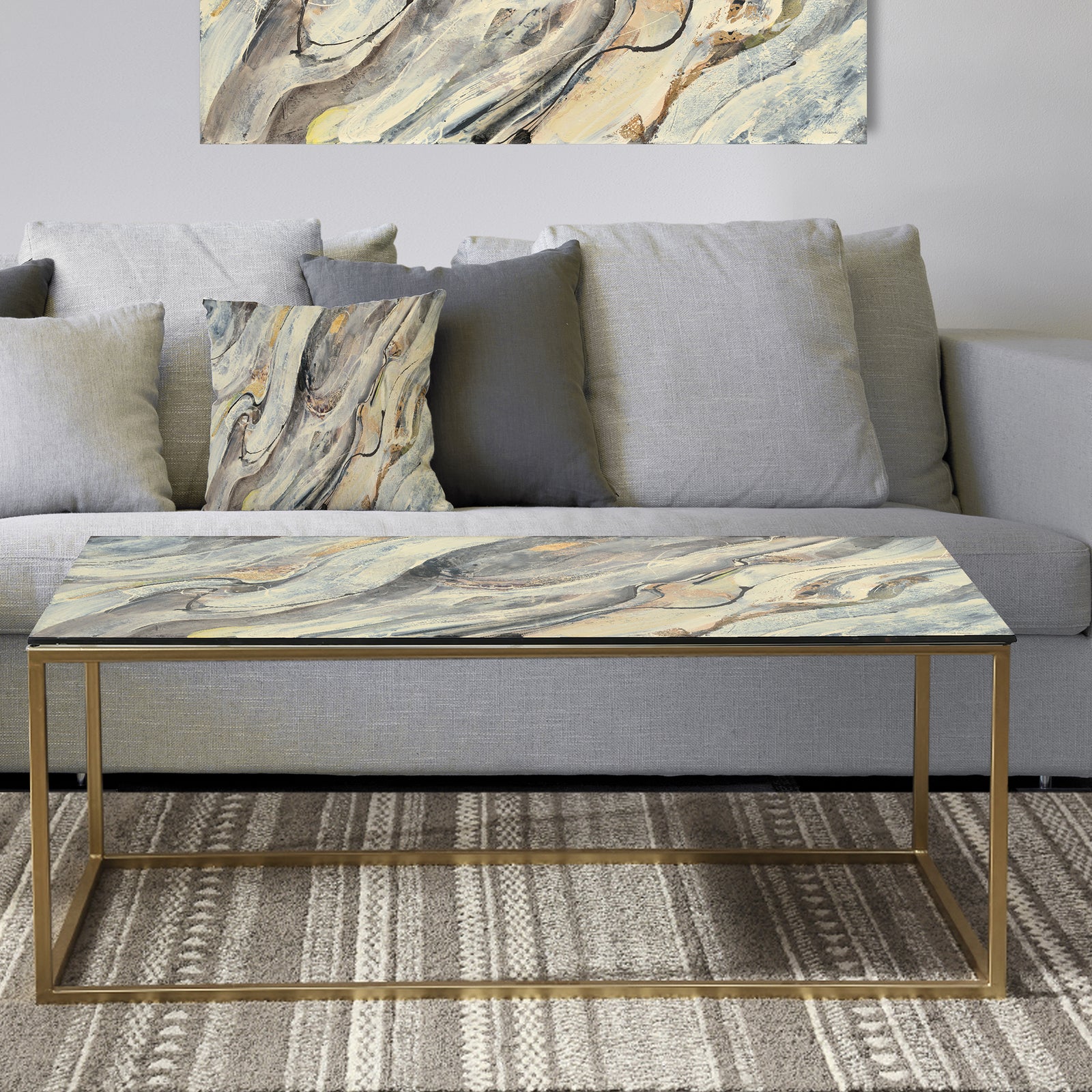 Glam Golden Falls - Metal Transitional Coffee Table