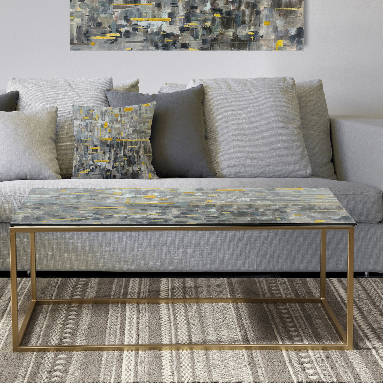 Glam Gold Reflection - Metal Transitional Coffee Table
