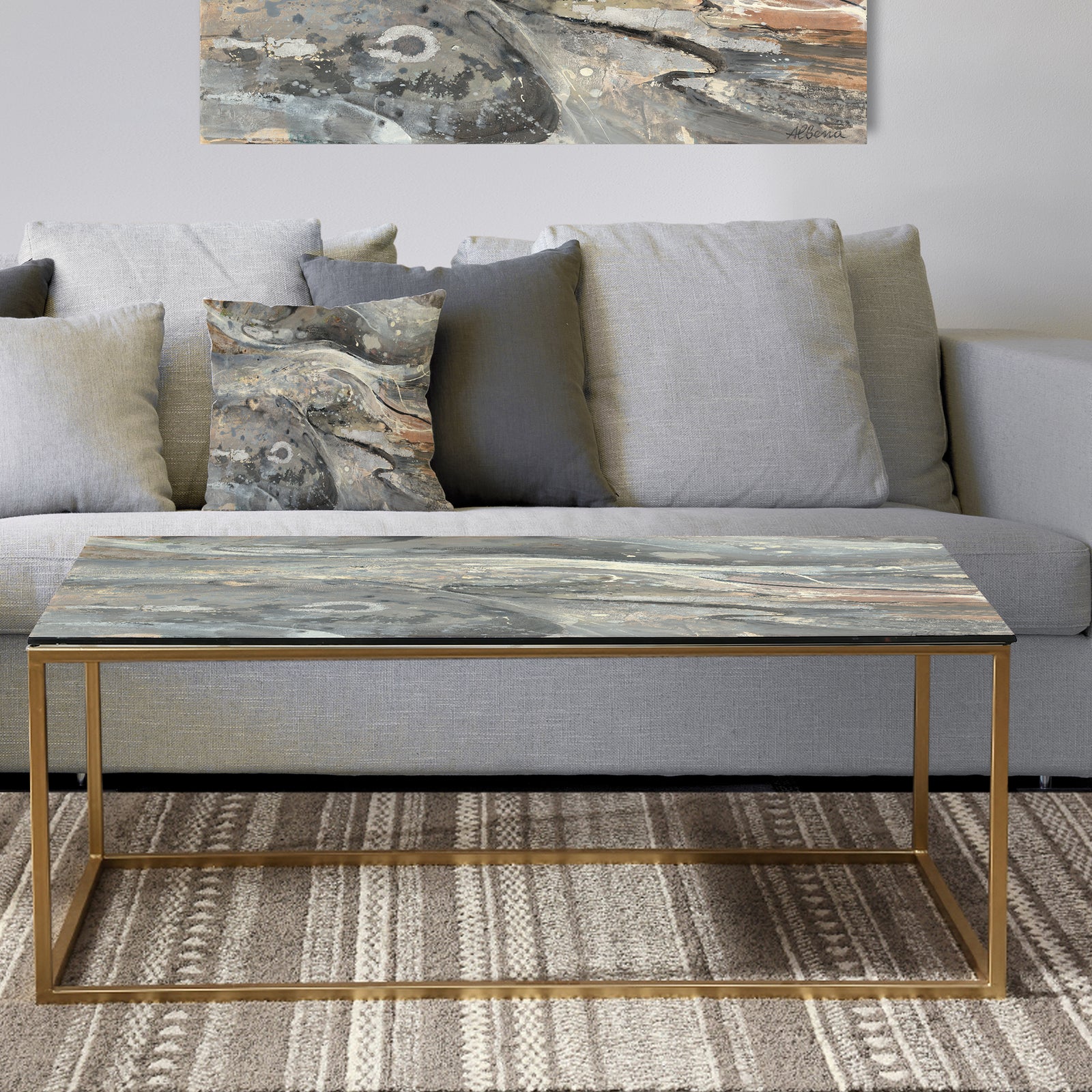 Fire and Ice Minerals VI - Metal Modern Coffee Table