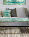 Turquoise Watercolor Geometrical VIII - Metal Modern Coffee Table