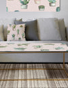 Potted Cactus on Pink Geometrical Pattern - Metal Traditional Coffee Table