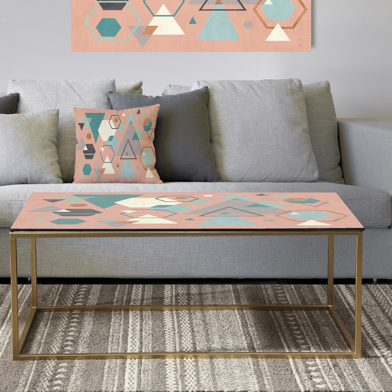 Geometric hexagons Pattern I - Metal Transitional Coffee Table