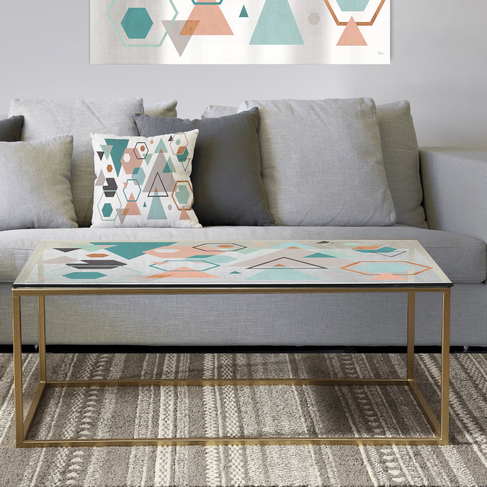 Geometric hexagons Pattern VI - Metal Transitional Coffee Table