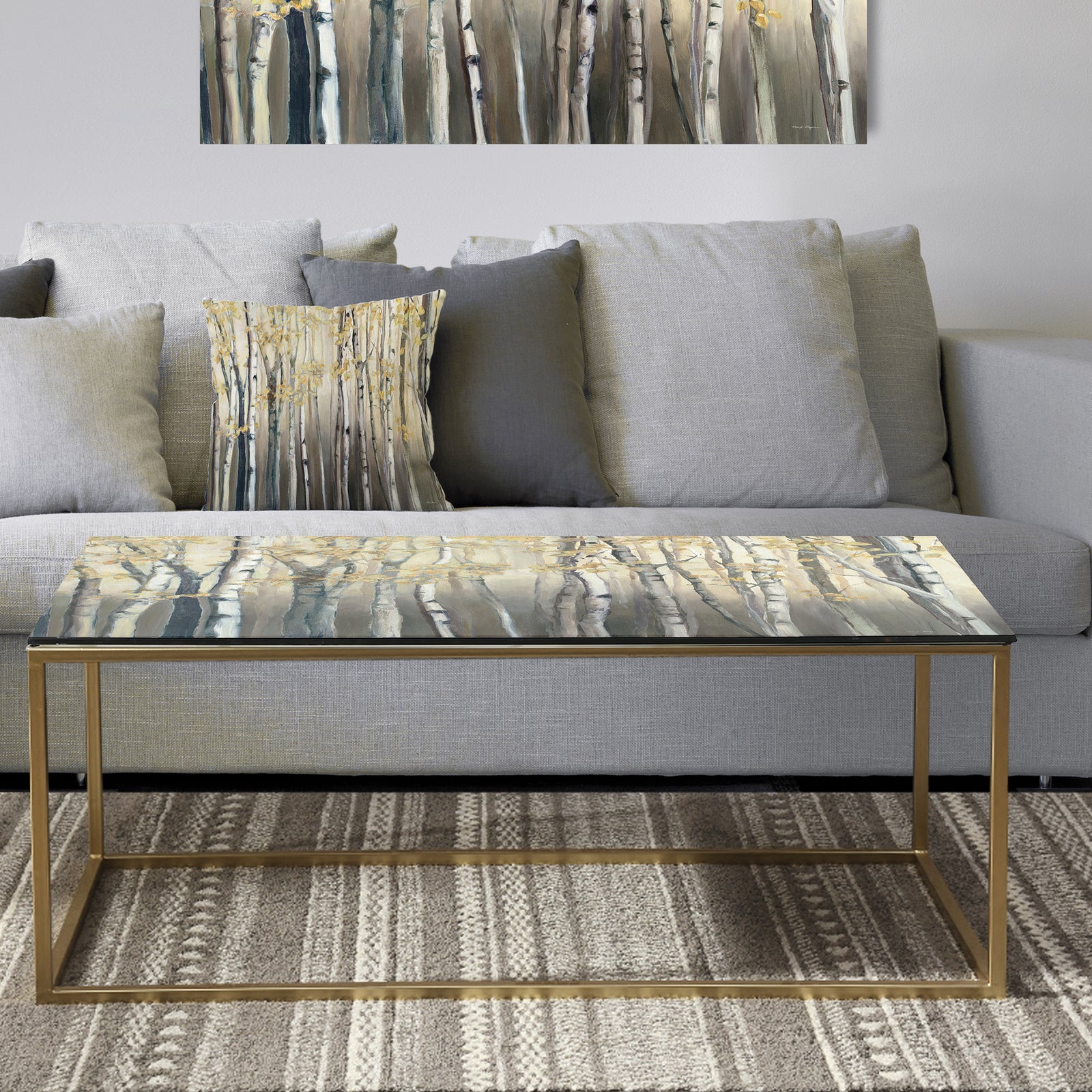 Golden Birch Forest I - Metal Traditional Coffee Table