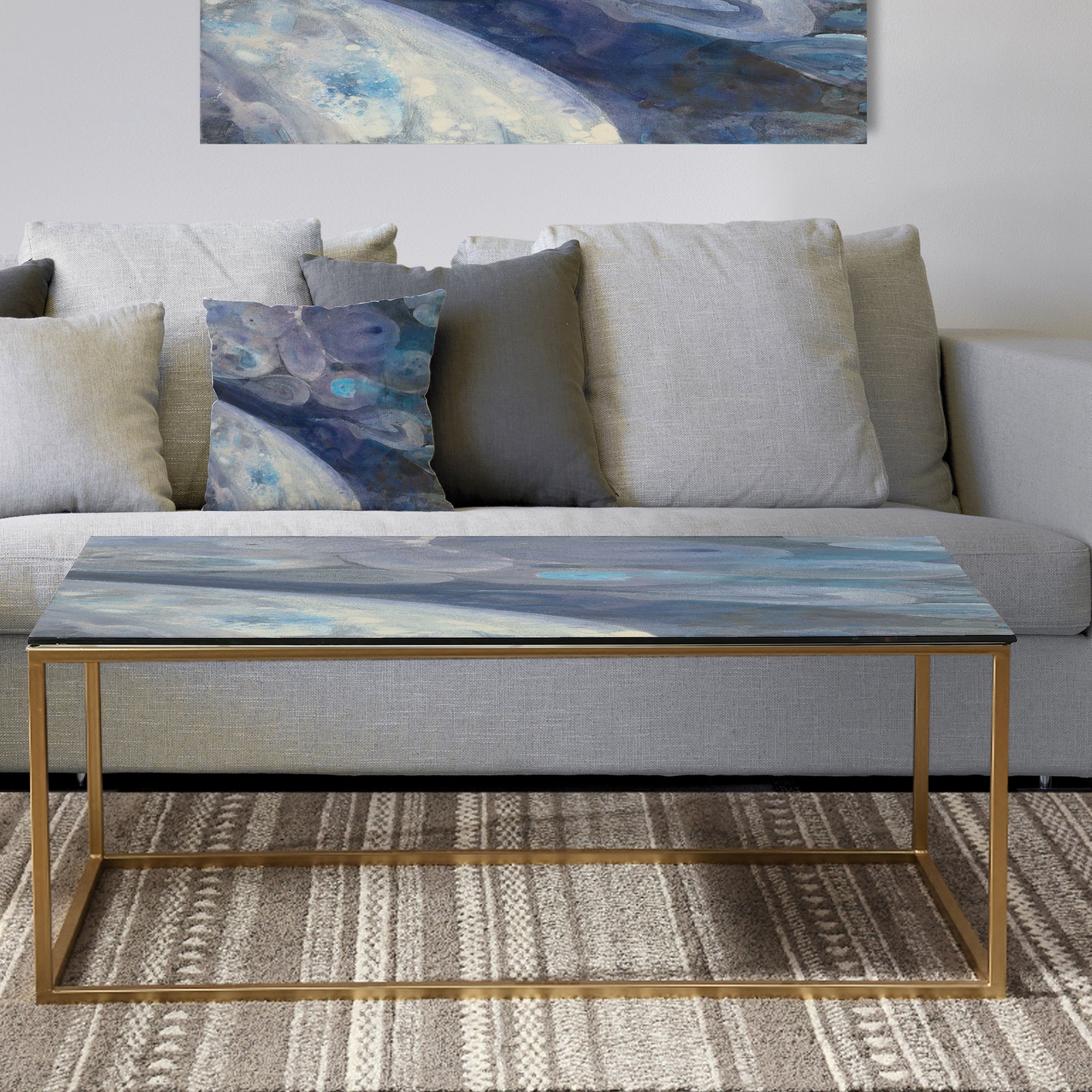 Indigo Stream I - Metal Traditional Coffee Table