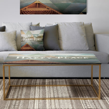 Lake House Happy Quote - Metal Traditional Coffee Table