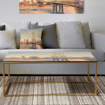 Manhattan Brooklyn Bridge - Metal Traditional Coffee Table
