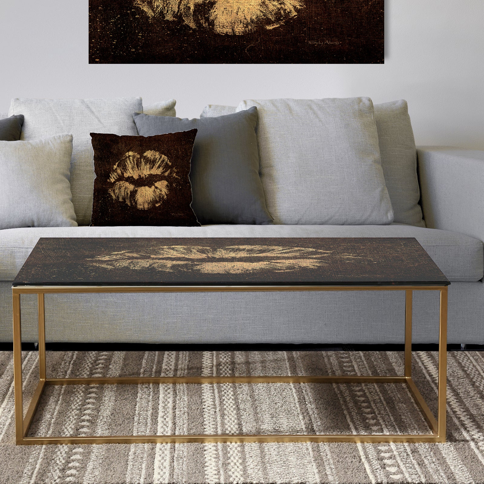 Gold Fashions Lips - Metal Traditional Coffee Table