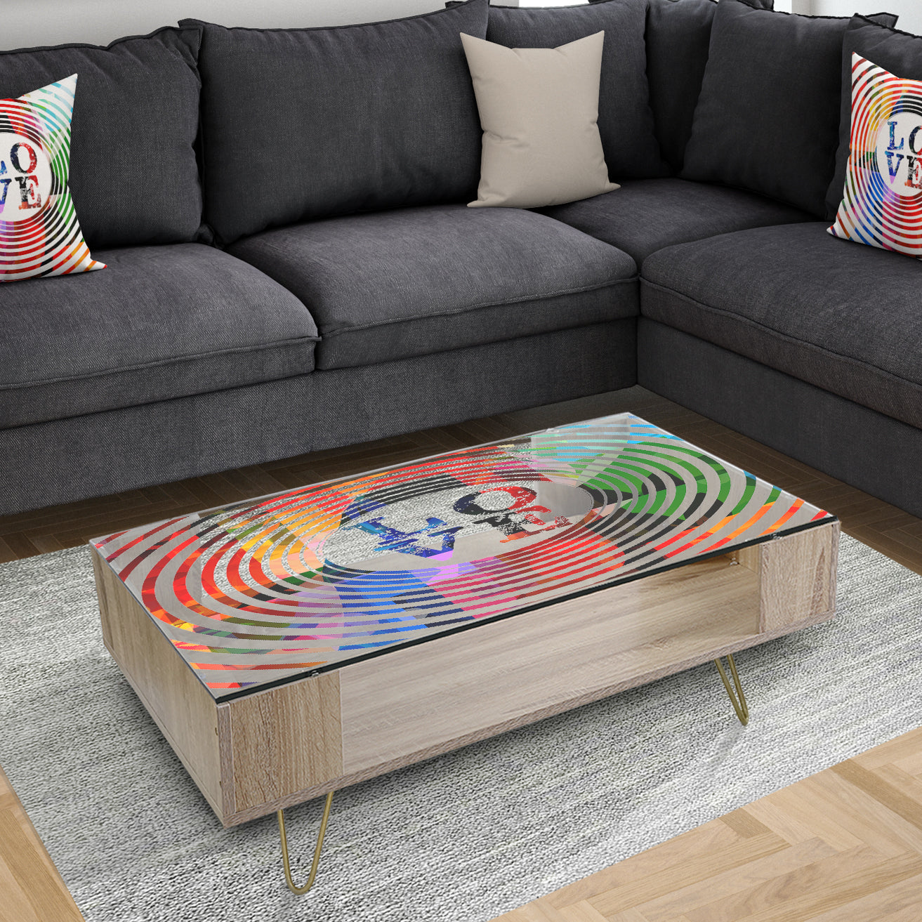 Multicolored Love and Circles - Modern Coffee Table