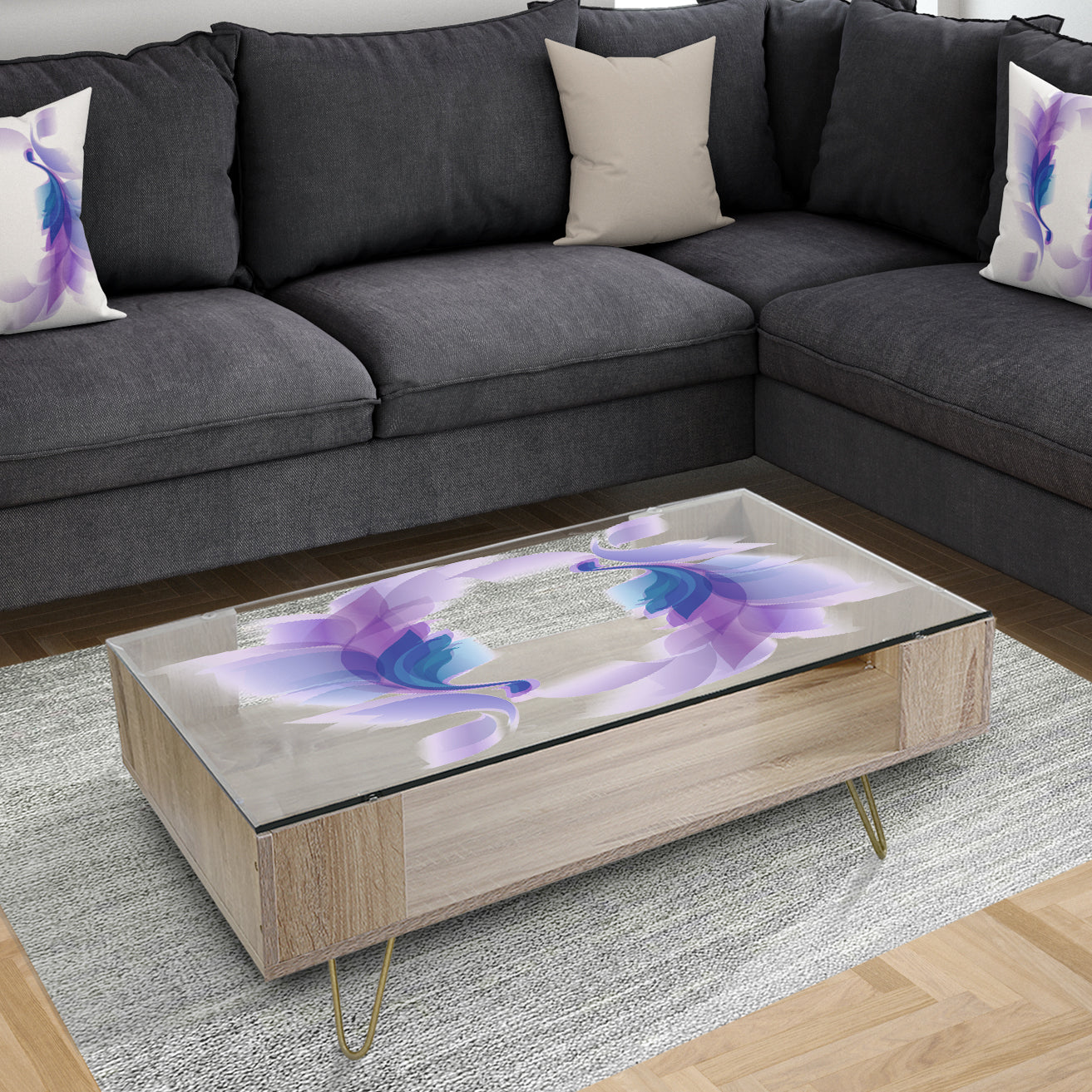 Purple Feathers - Bohemian & Eclectic Coffee Table