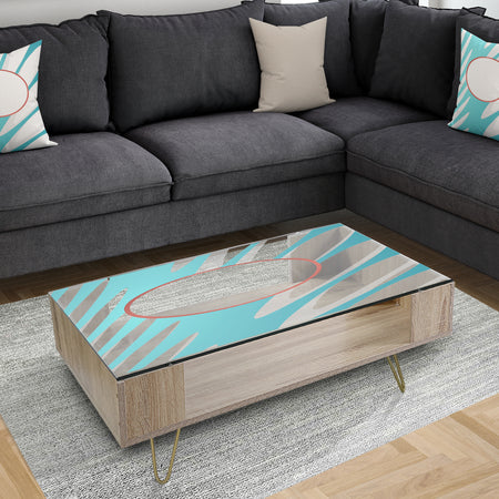 Blue Splashes and Red Circles - Modern Coffee Table
