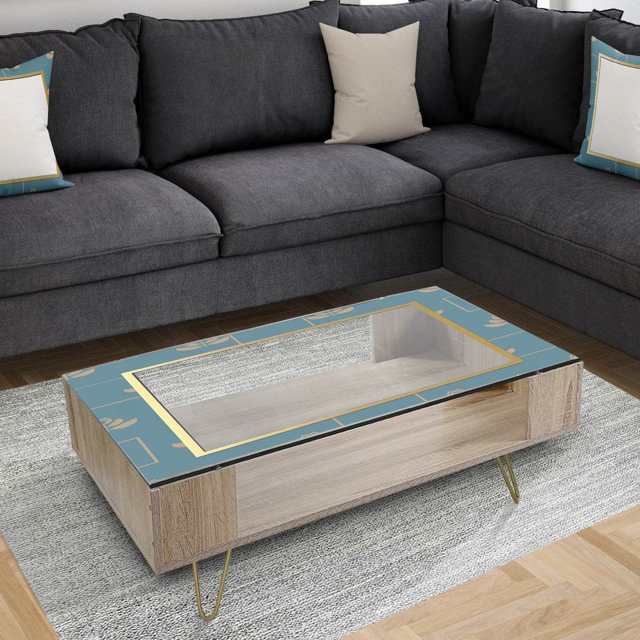 Blue and Gold - Modern Coffee Table