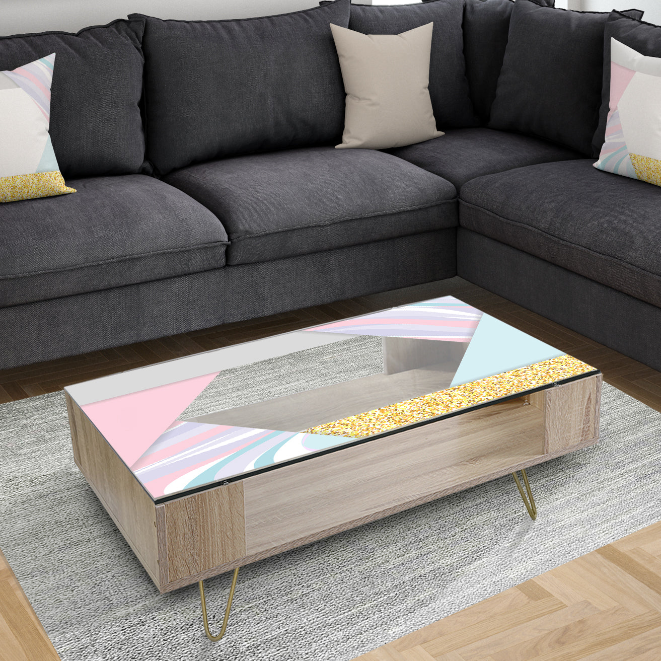 Marbled Pink Marble 2 - Modern Coffee Table