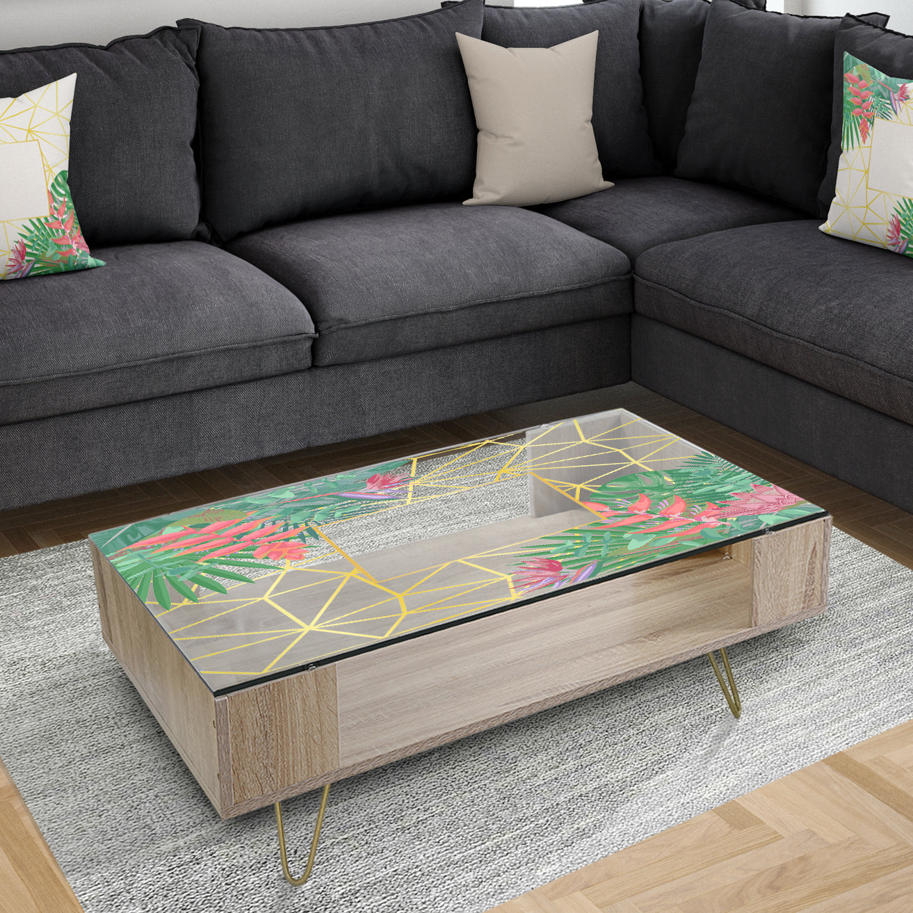 Efflorescent Gold Pink 13 - Traditional Coffee Table