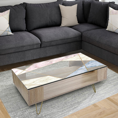 Marbled Diamond 3 - Mid-Century Modern Coffee Table