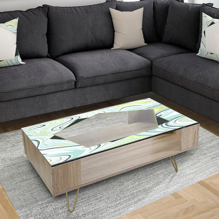 Marbled Blue 2 - Mid-Century Modern Coffee Table