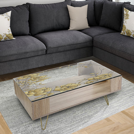 Gold Botanical Blooming 6 - Traditional Coffee Table