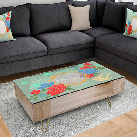 Chinese Style With Peony - Mid-Century Modern Coffee Table