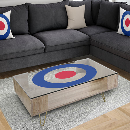 Red and Blue Bullseye - Mid-Century Modern Coffee Table