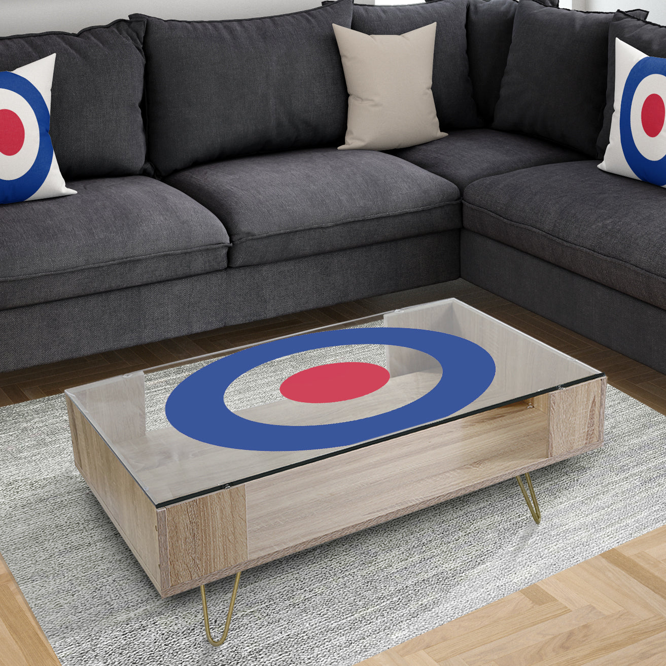Red and Blue Bullseye - Mid-Century Modern Coffee Table