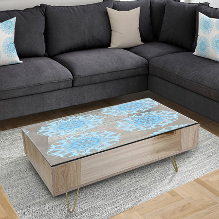 Circular Geometric In Blue - Glam Coffee Table