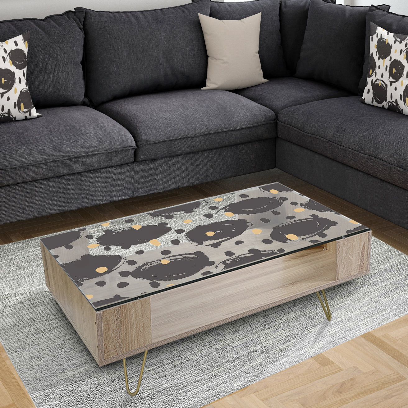 Monochrome Geometric Pattern V - Glam Coffee Table
