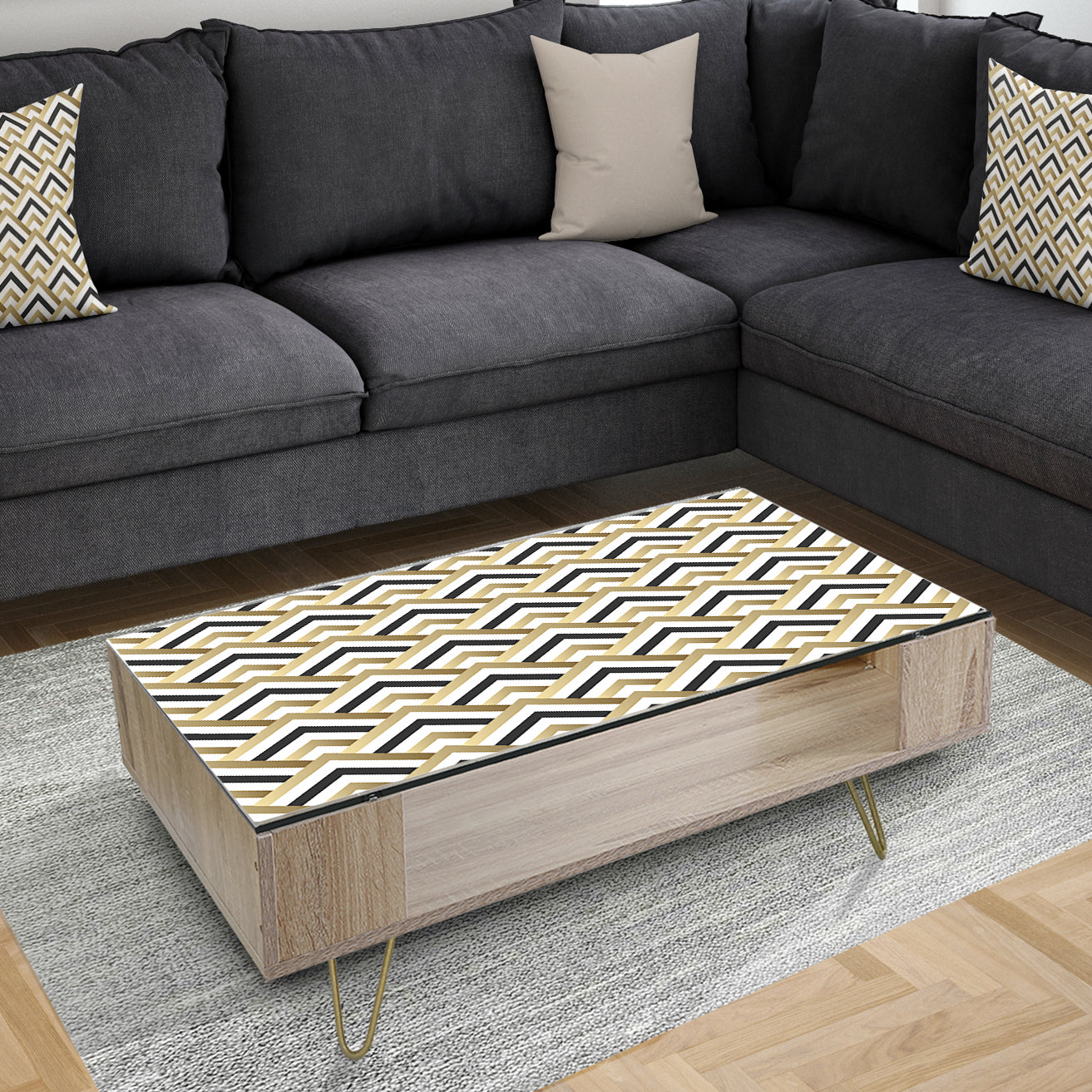 Gold black and white triangle - Glam Coffee Table