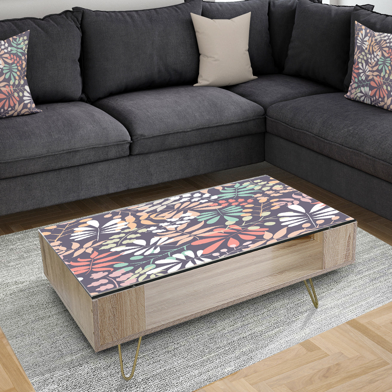 Retro Botanical Pattern II - Glam Coffee Table