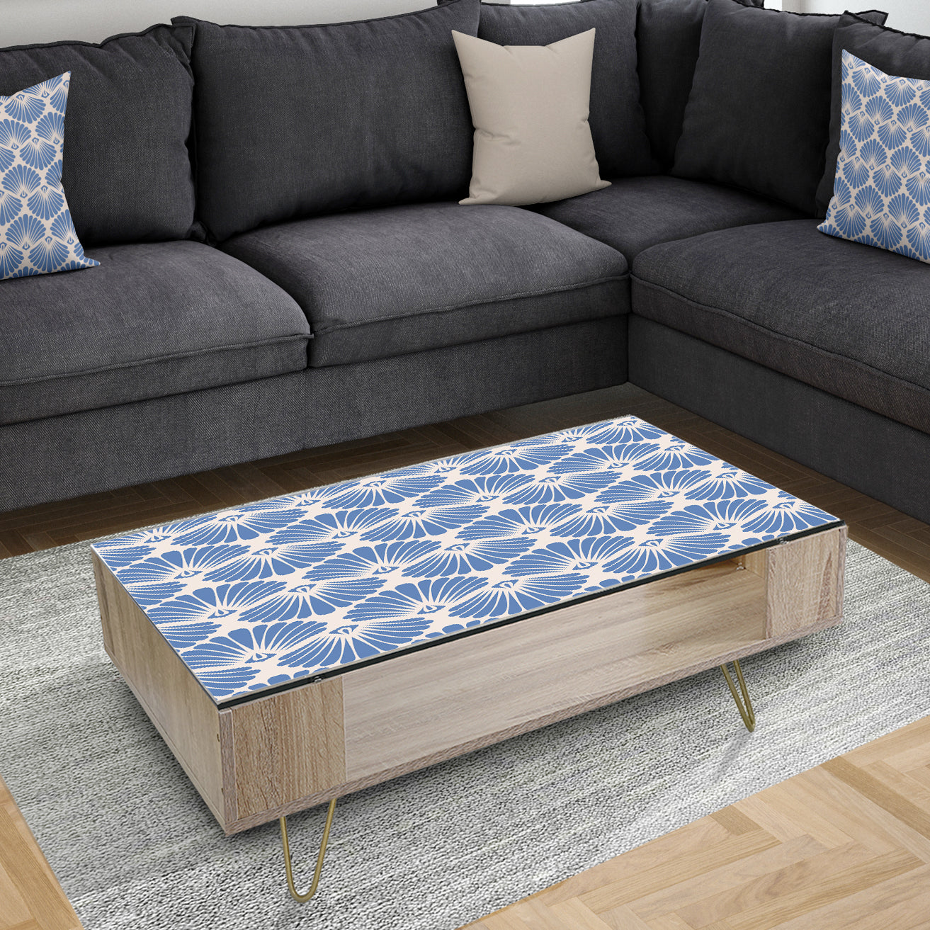 Retro Blue Waves - Glam Coffee Table