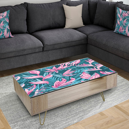 Handdrawn Tropical Flowers - Glam Coffee Table