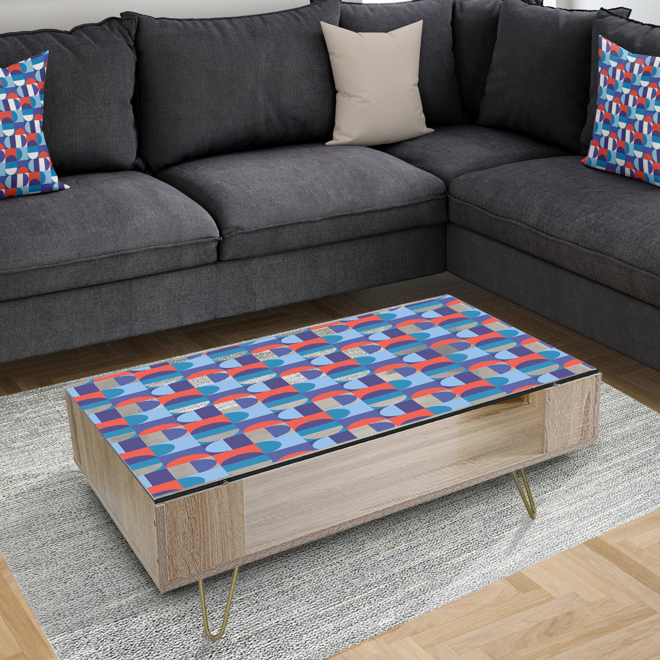 Blue, Red & White Polka Dots - Glam Coffee Table