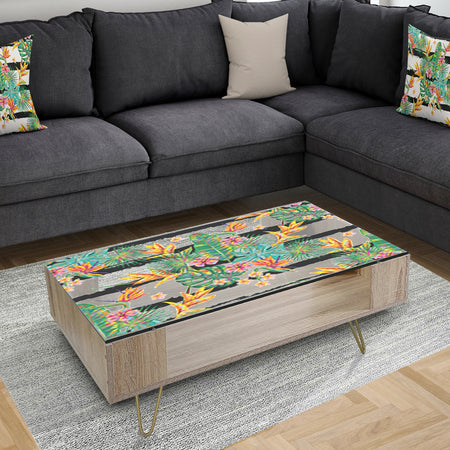 Retro Tropical Leaves II - Glam Coffee Table