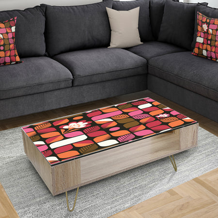 Geometric Retro Flower Design I - Glam Coffee Table