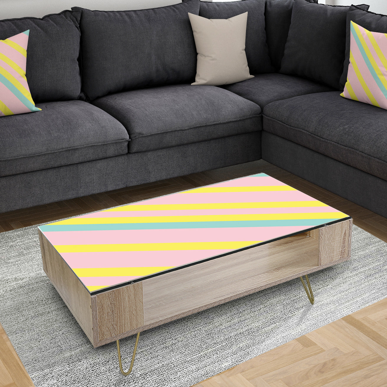 Memphis Retro Neon Pattern - Glam Coffee Table